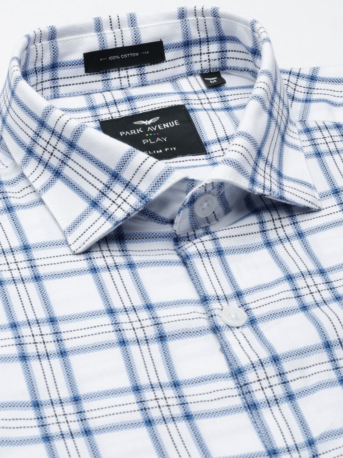 Image of PARK AVENUE Men Slim Fit Checkered Casual Shirt