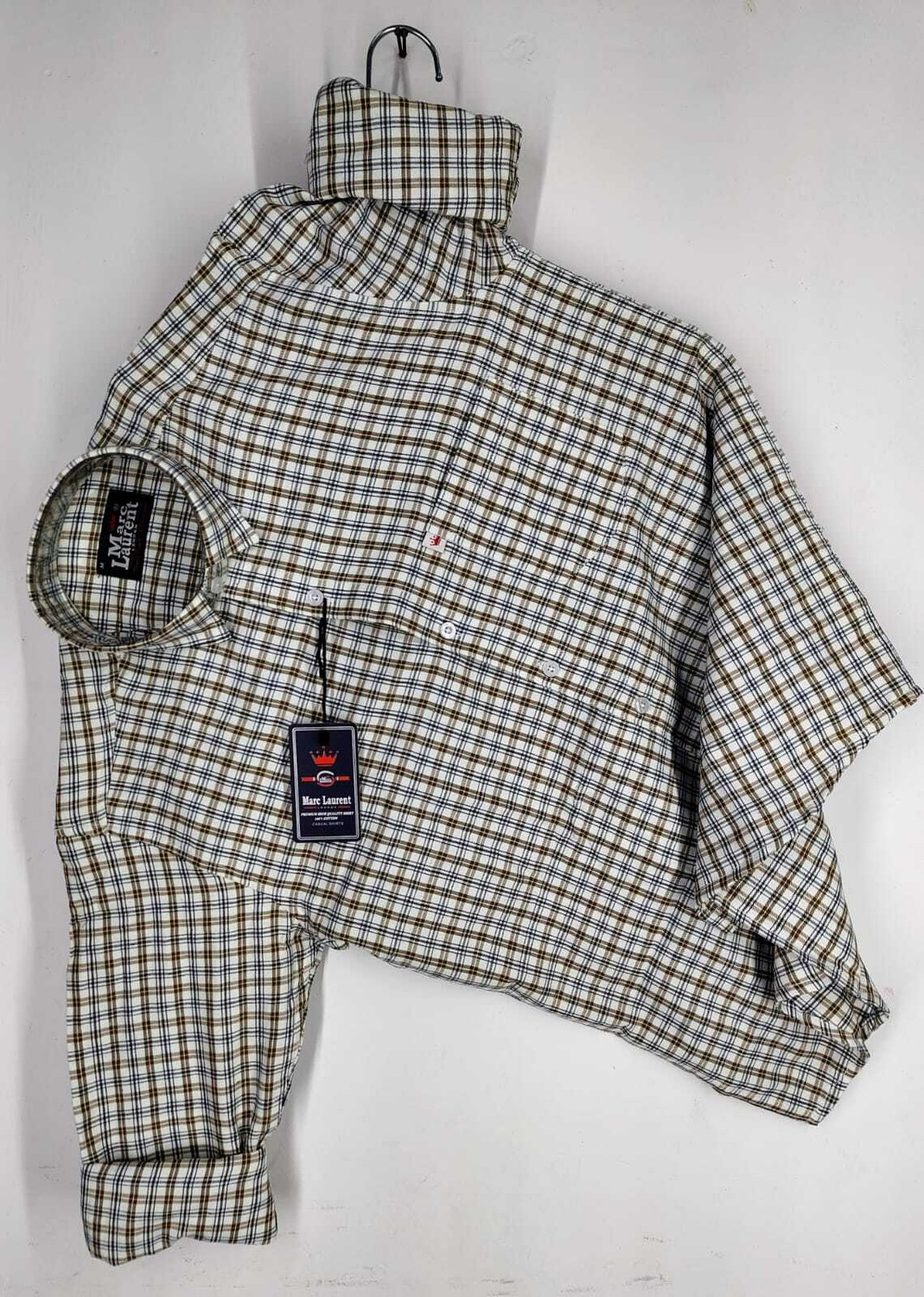 Image of Marc Laurent Men Regular Fit Checkered Spread Collar Casual Shirt