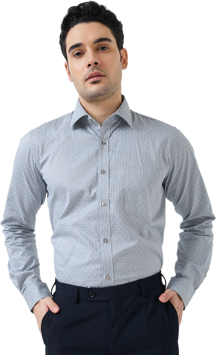 Image of Raymond Men Regular Fit Self Design Formal Shirt