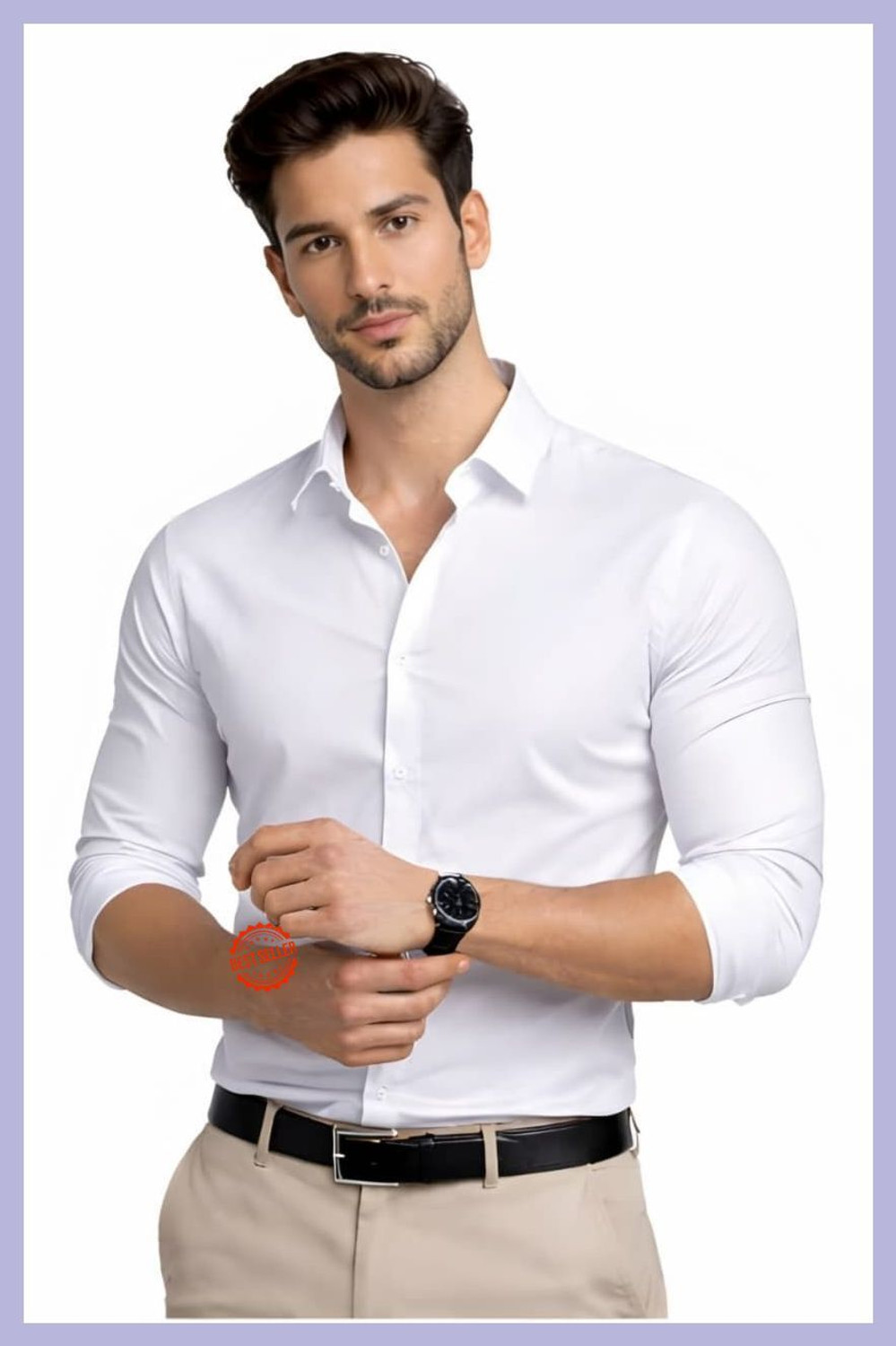 Image of THE BEAR HOUSE Men Slim Fit Solid Spread Collar Casual Shirt