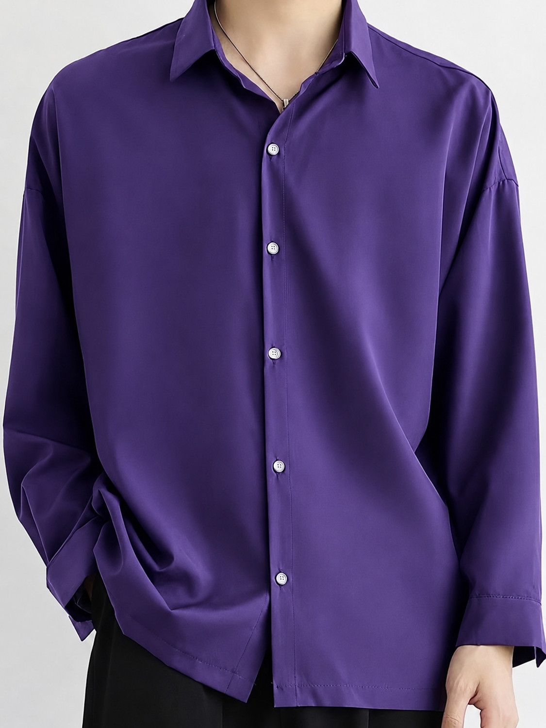 Image of Asta Moda Men Oversized Fit Solid, Printed Spread Collar Casual Shirt