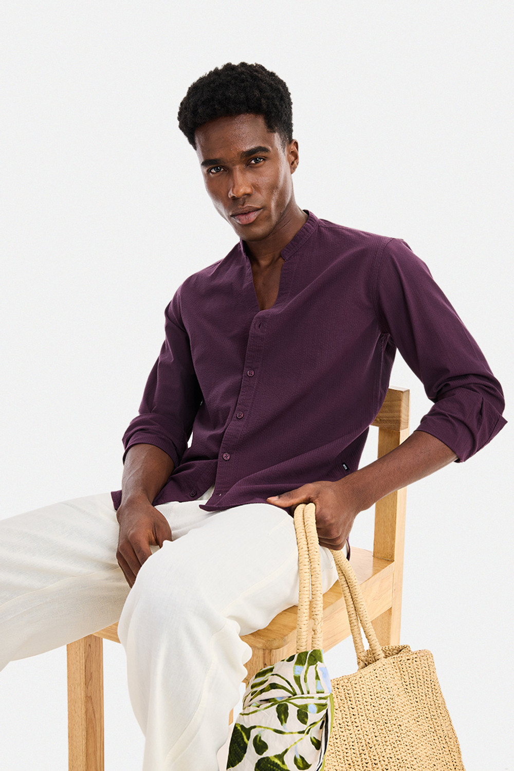 Image of VASTRADO Men Regular Fit Solid Cut Away Collar Casual Shirt