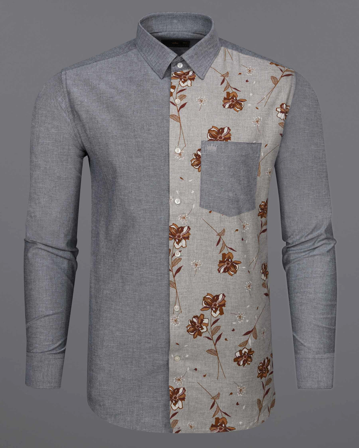 Image of french crown Men Regular Fit Printed Spread Collar Casual Shirt