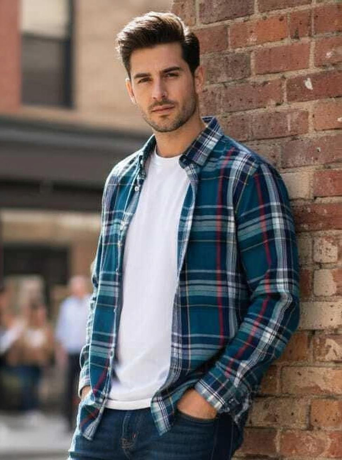 Image of Crystalcruse Men Regular Fit Checkered Spread Collar Casual Shirt
