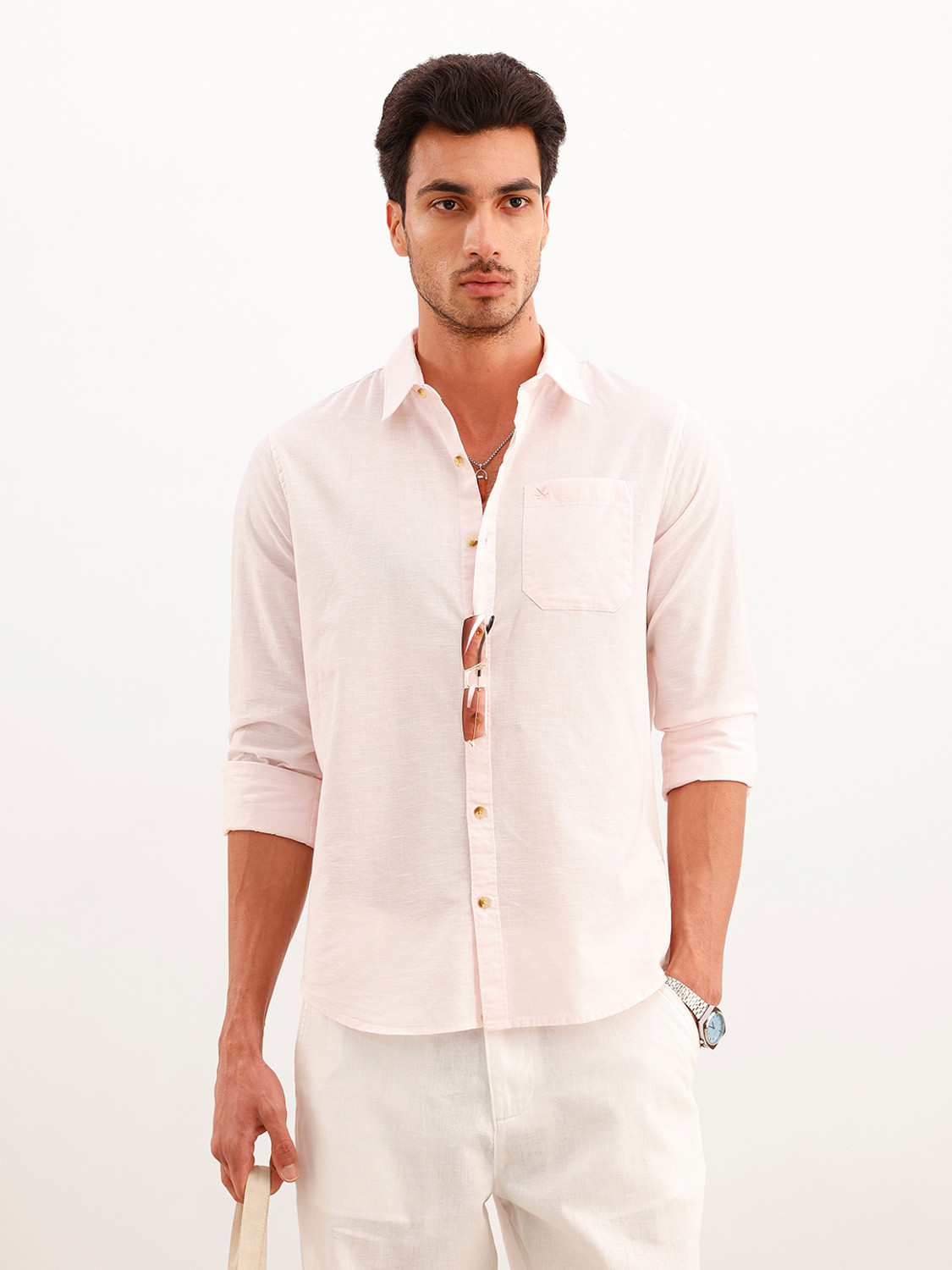 Image of Colix Men Regular Fit Solid Spread Collar Casual Shirt (Pack of 3)