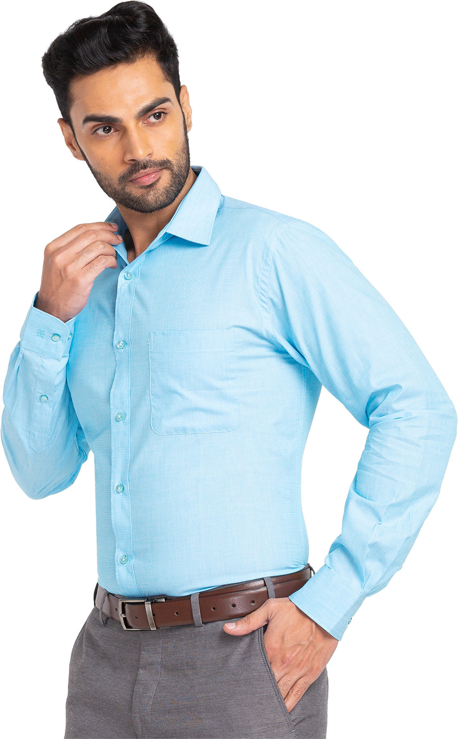 Image of Raymond Men Slim Fit Solid Formal Shirt