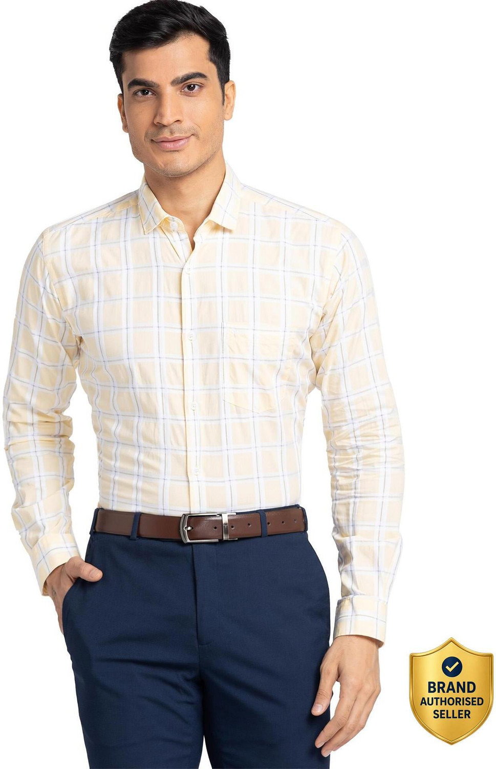 Image of PARK AVENUE Men Slim Fit Checkered Casual Shirt