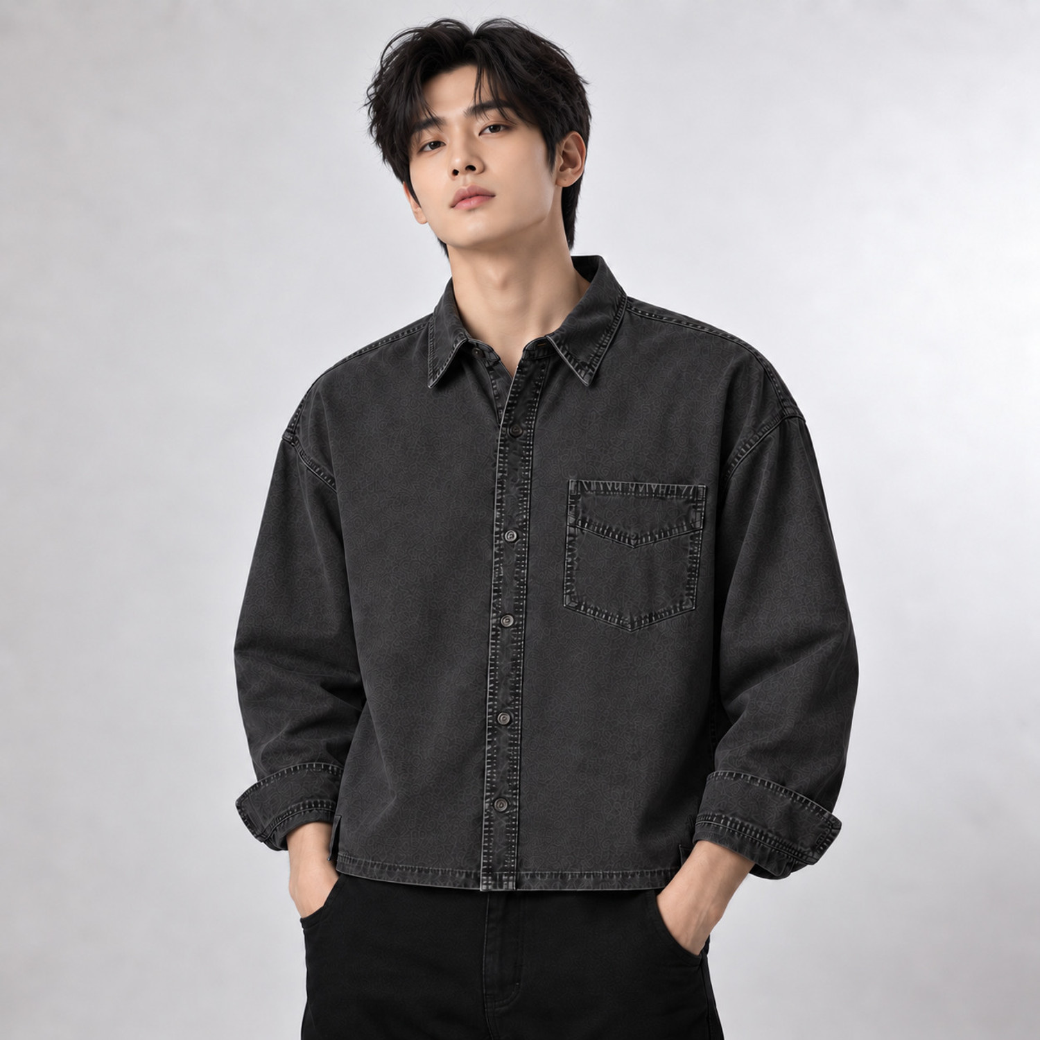 youngtrends Men Washed Casual Black Shirt - Image 6