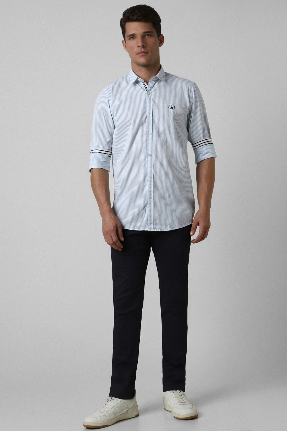 Image of PETER ENGLAND Men Slim Fit Striped Spread Collar Casual Shirt