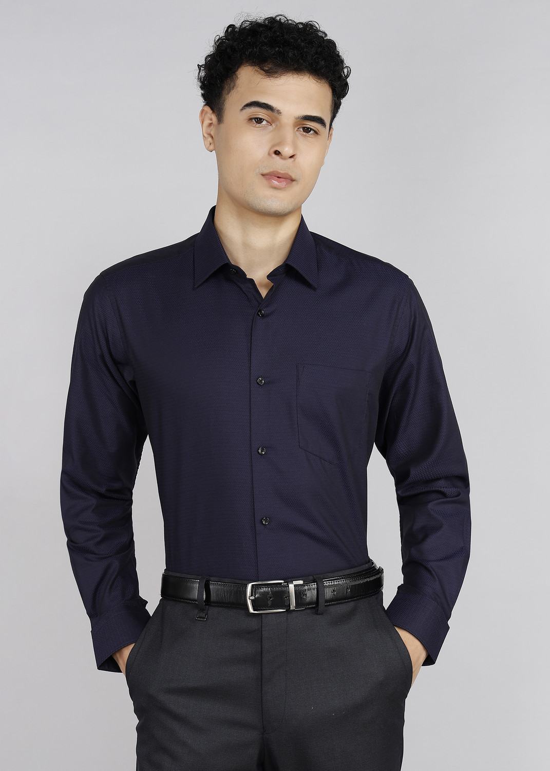 Image of Raymond Men Slim Fit Checkered Formal Shirt