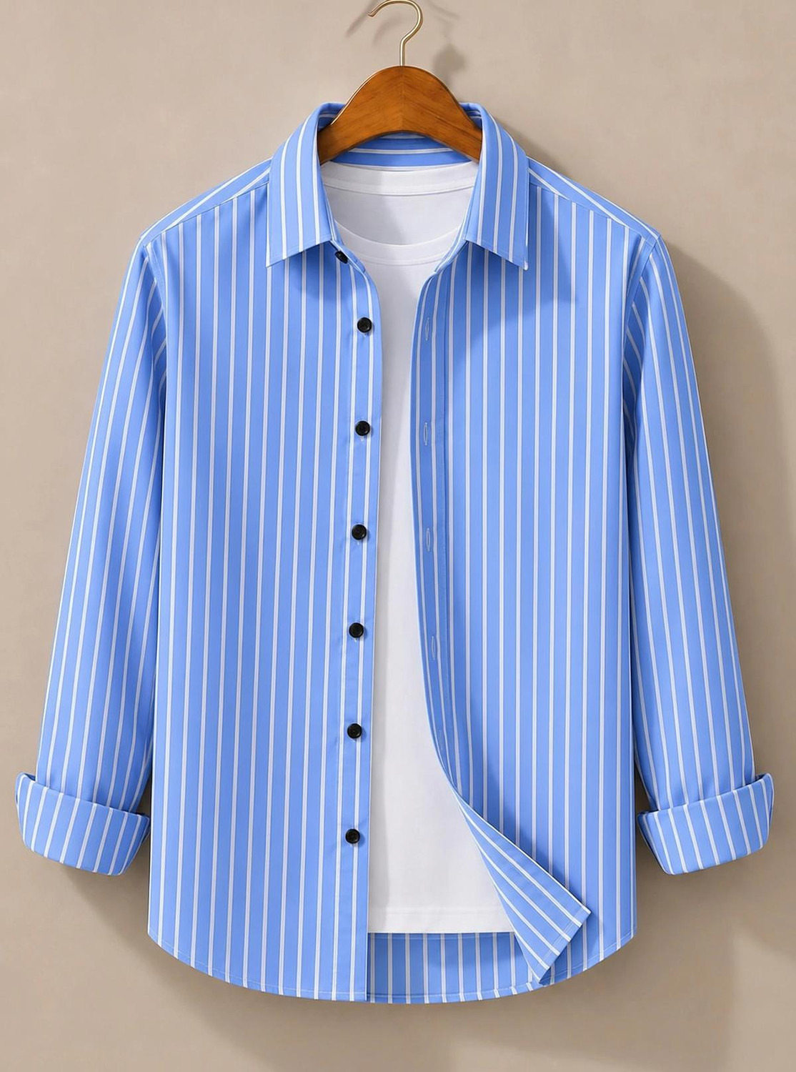 DMSF Men Striped Casual Blue Shirt - Image 5