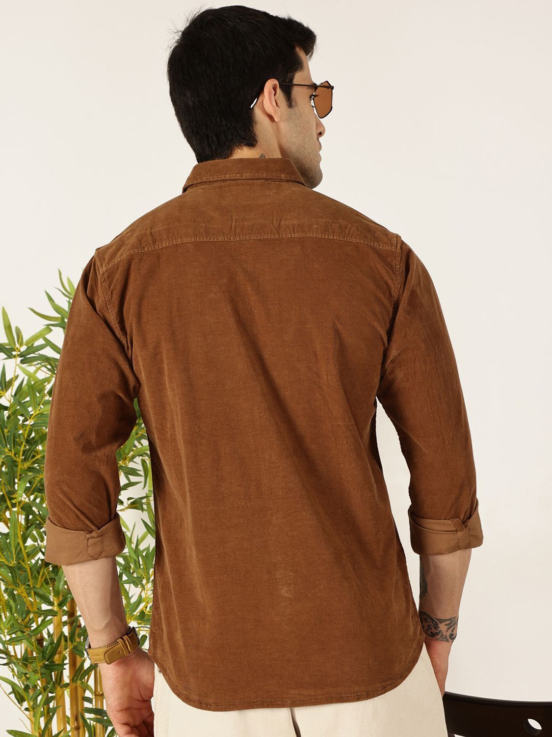 Image of Mast & Harbour Men Regular Fit Solid Casual Shirt