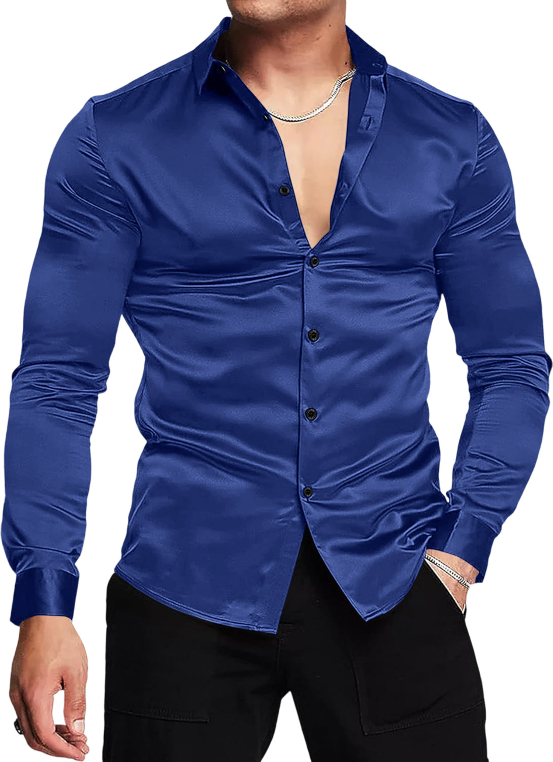 Image of bellstone Men Regular Fit Solid Spread Collar Casual Shirt
