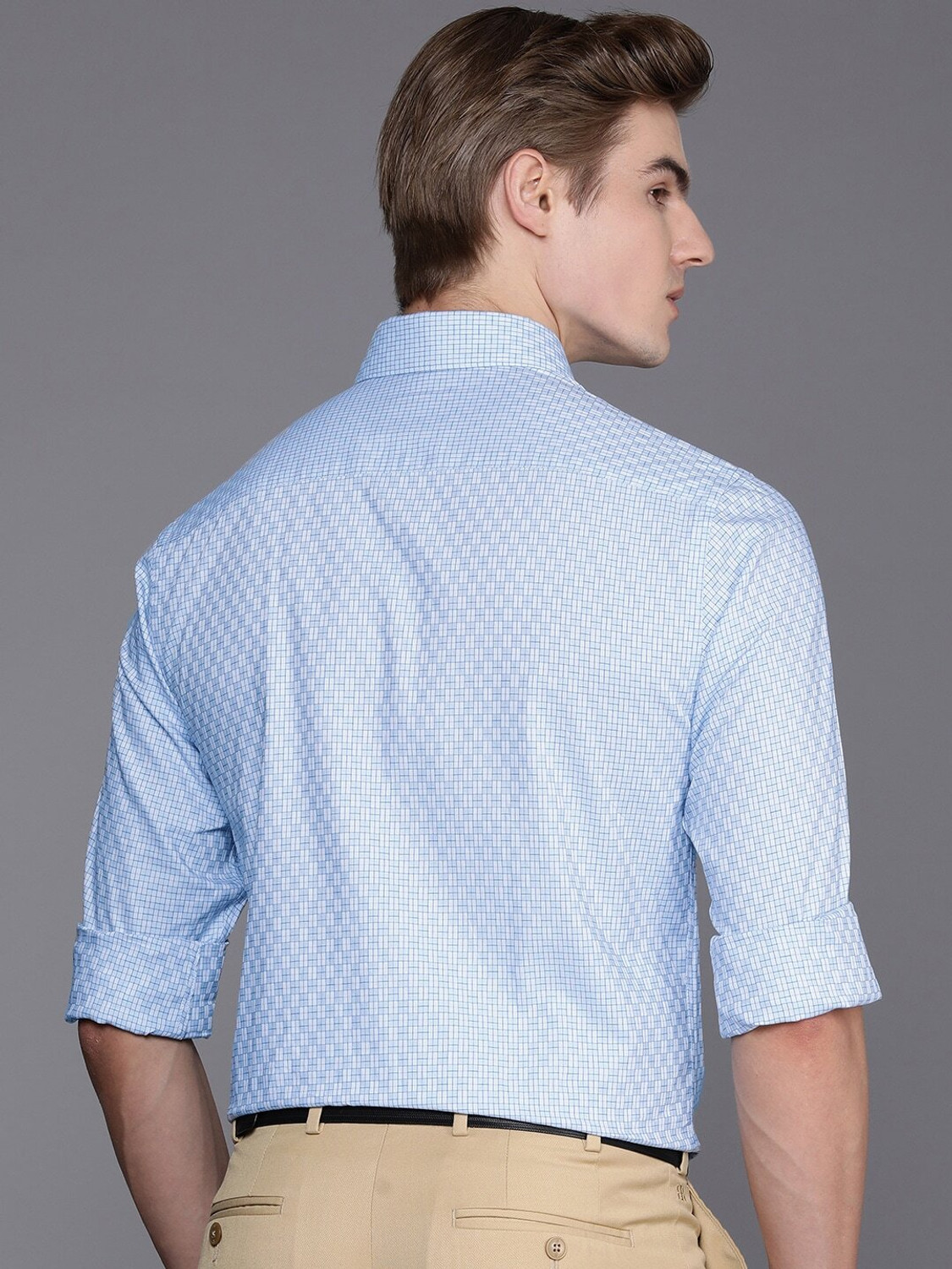Image of Raymond Men Slim Fit Checkered Formal Shirt
