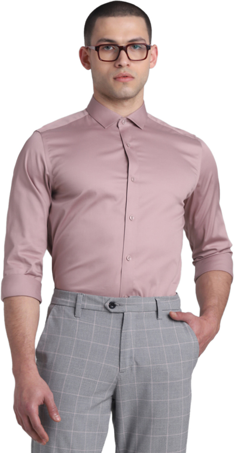Image of JACK & JONES Men Slim Fit Solid Spread Collar Formal Shirt