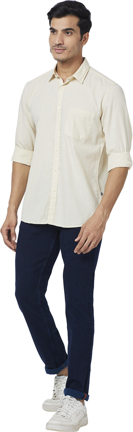 Image of PARX Men Slim Fit Solid Spread Collar Casual Shirt