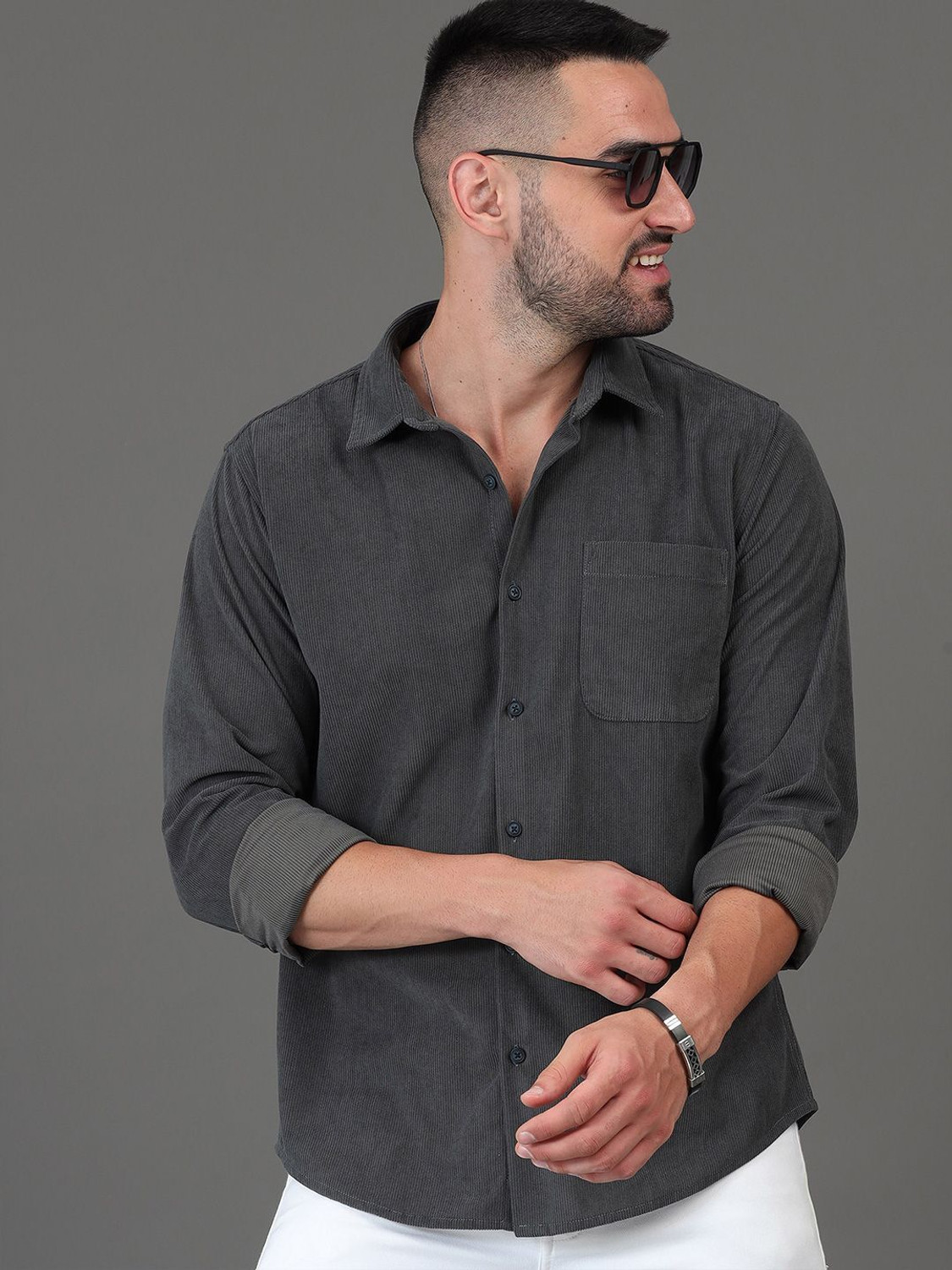 Image of Mast & Harbour Men Regular Fit Solid Casual Shirt