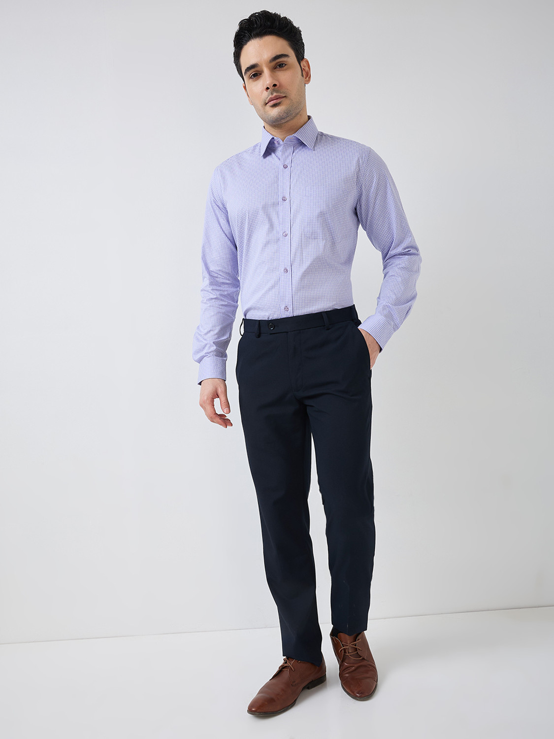 Image of Raymond Men Regular Fit Self Design Formal Shirt