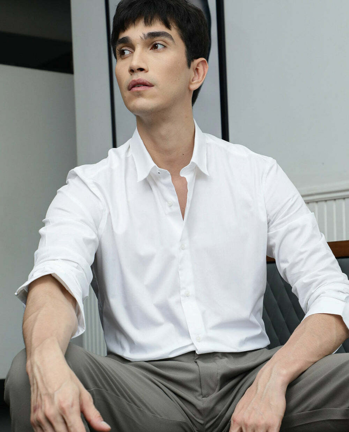 Image of Shefansh Men Regular Fit Solid Spread Collar Casual Shirt