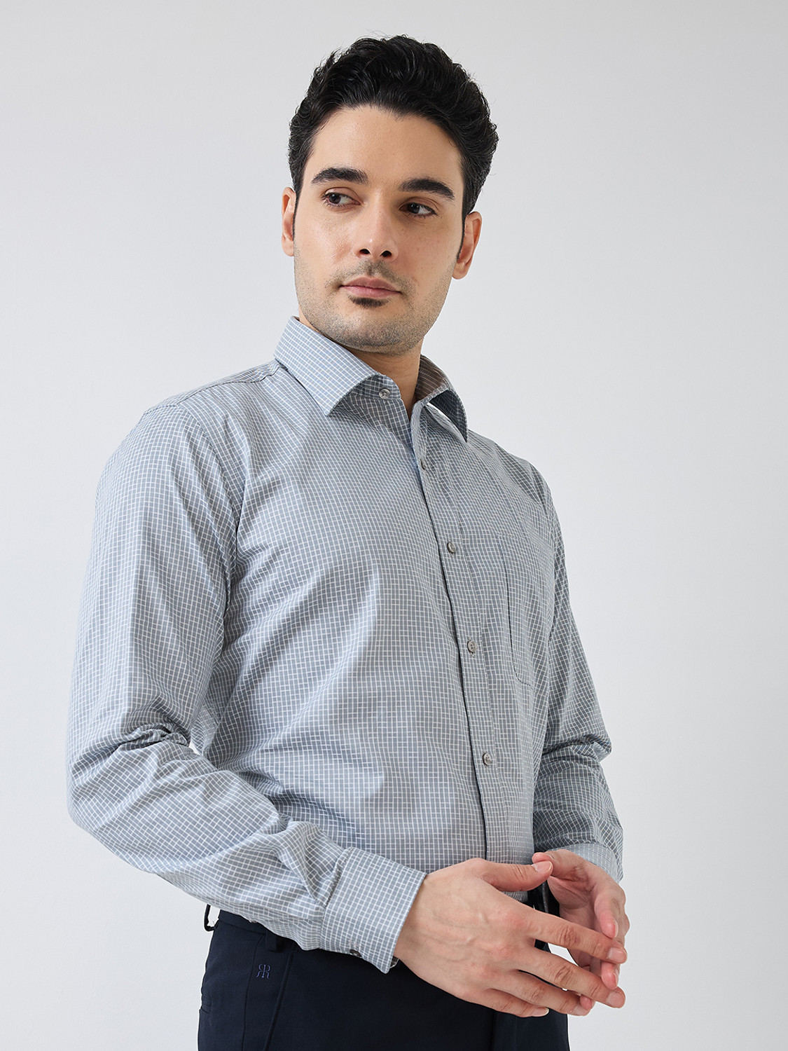 Image of Raymond Men Regular Fit Self Design Formal Shirt