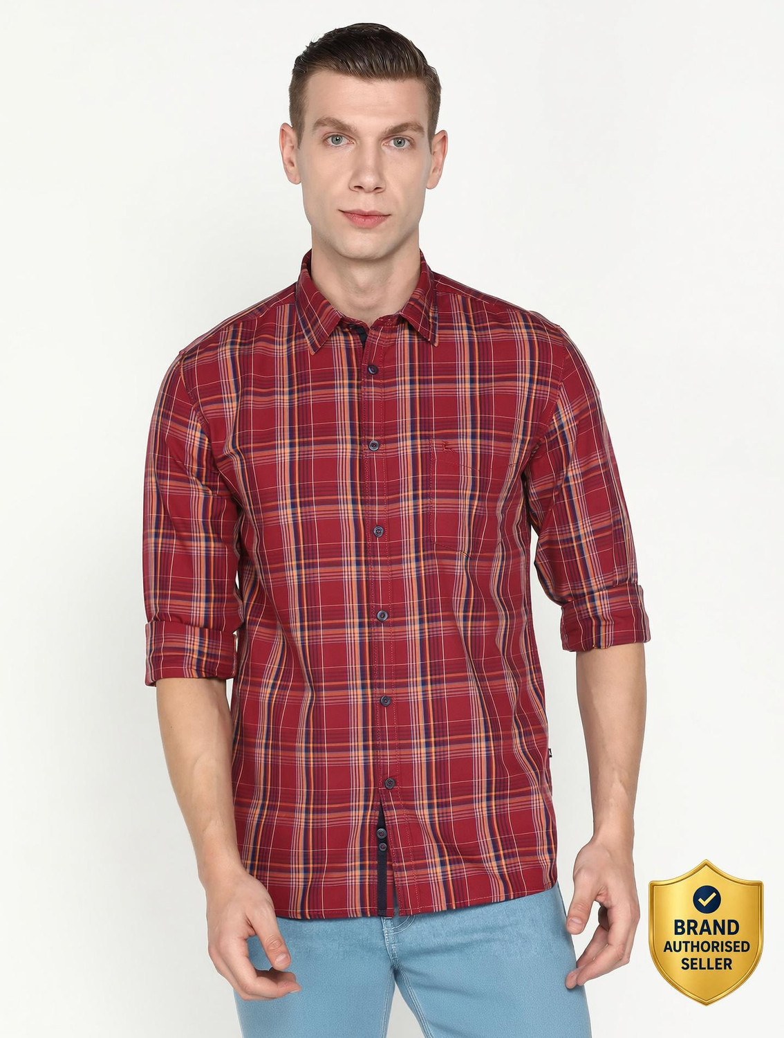 Image of PARX Men Regular Fit Checkered Casual Shirt