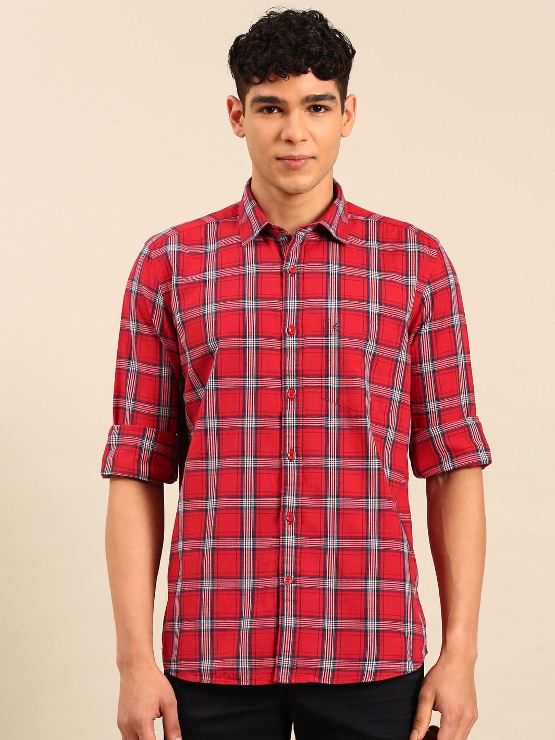 Image of U.S. POLO ASSN. Men Regular Fit Checkered Spread Collar Casual Shirt