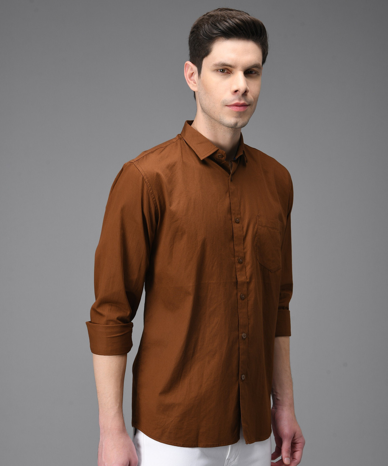 Image of Kibit Men Slim Fit Solid Slim Collar Casual Shirt