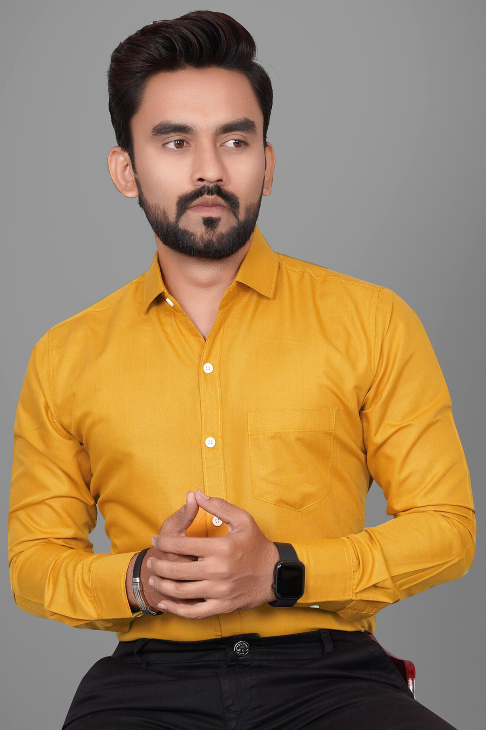 Image of FIBERMILL Men Slim Fit Solid Formal Shirt