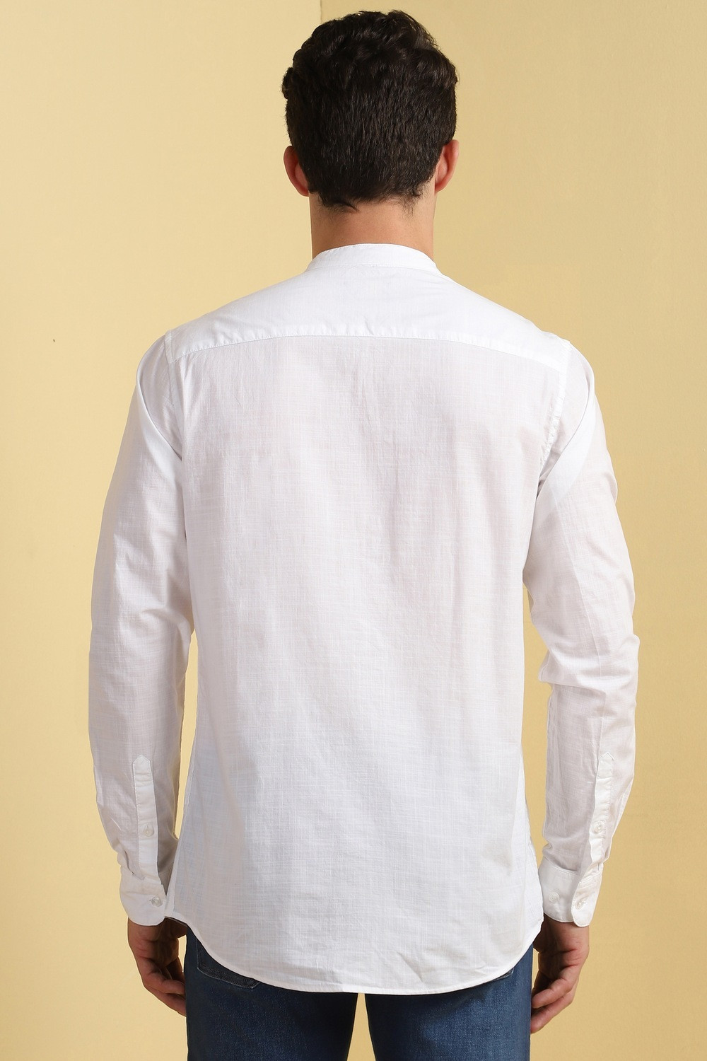 Image of Allen Solly Men Comfort Fit Fit Solid Mandarin Collar Casual Shirt