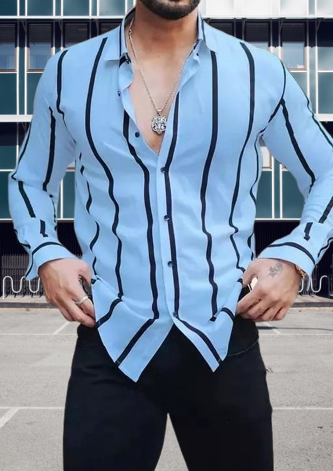 Image of Divybhav Men Regular Fit Striped Casual Shirt