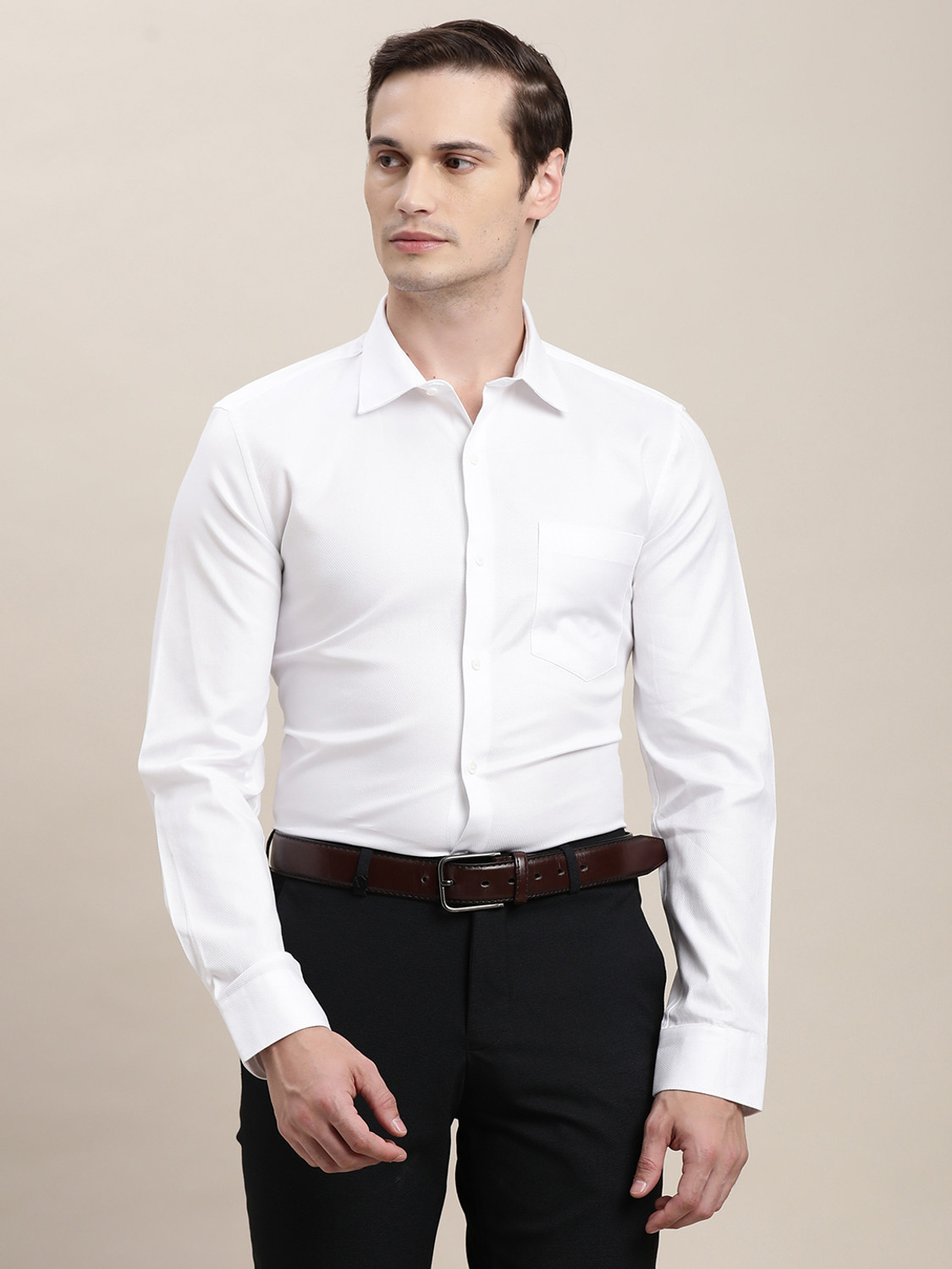 Image of TURTLE Men Slim Fit Solid Formal Shirt