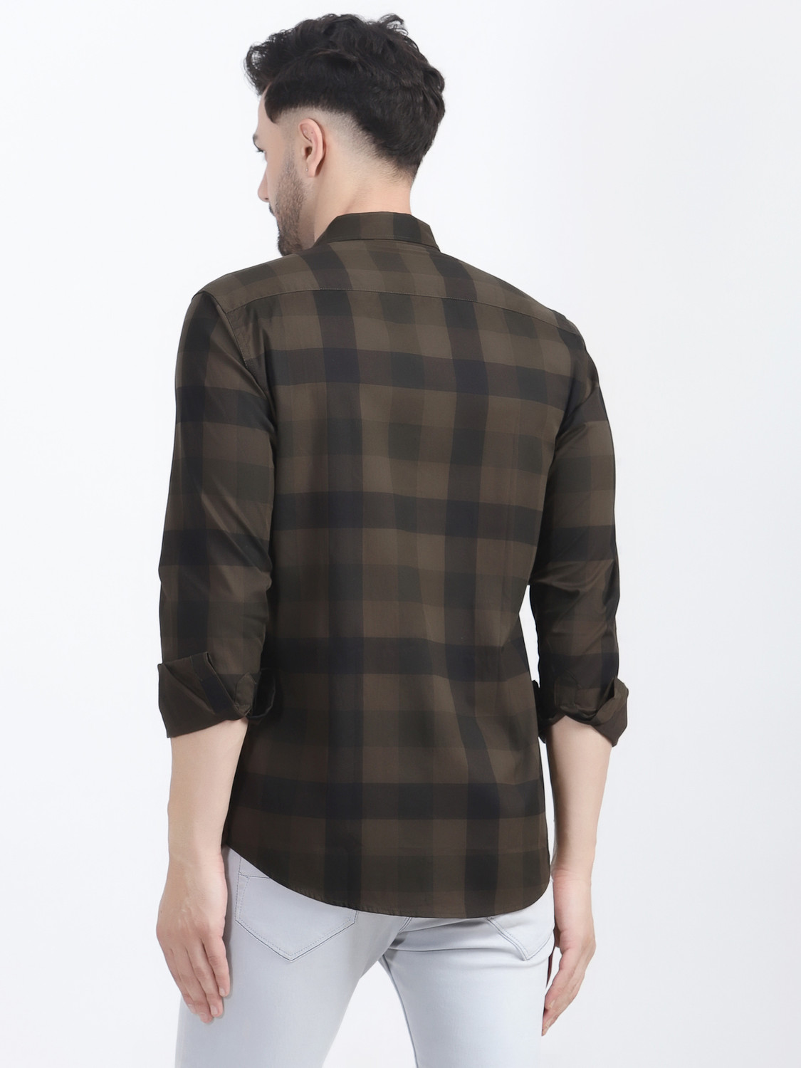 Image of Le Mec Men Regular Fit Checkered Spread Collar Casual Shirt