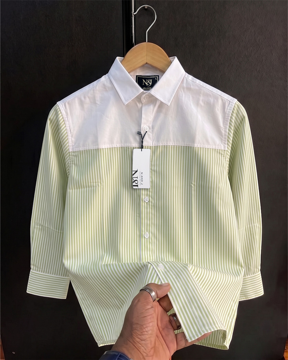 N AND J Men Regular Fit Striped Shirt - Image 1