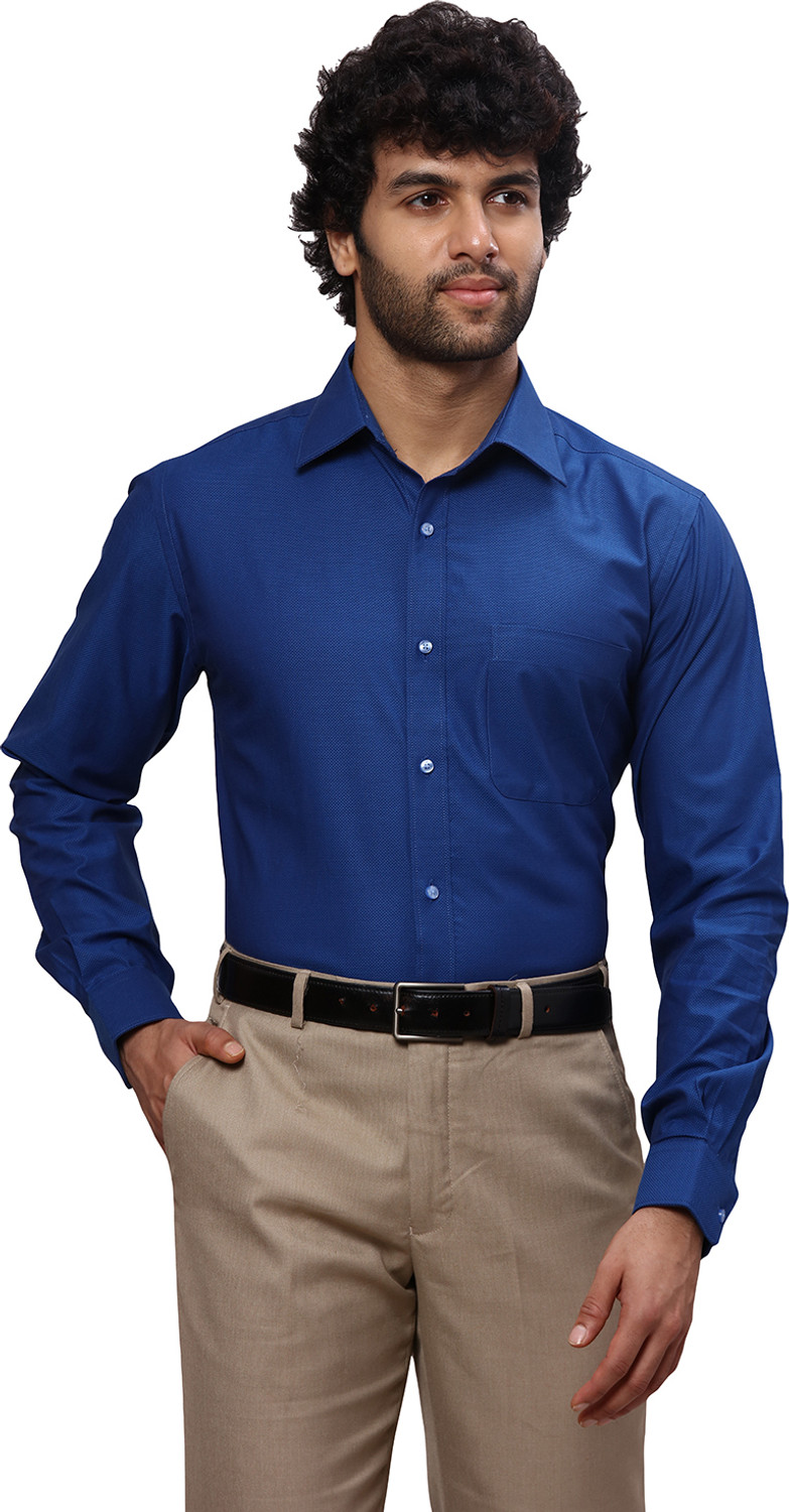 Image of Raymond Men Slim Fit Solid Cut Away Collar Formal Shirt