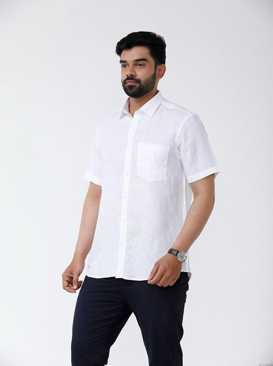 Image of The TallMann Club Men Regular Fit Striped Slim Collar Casual Shirt