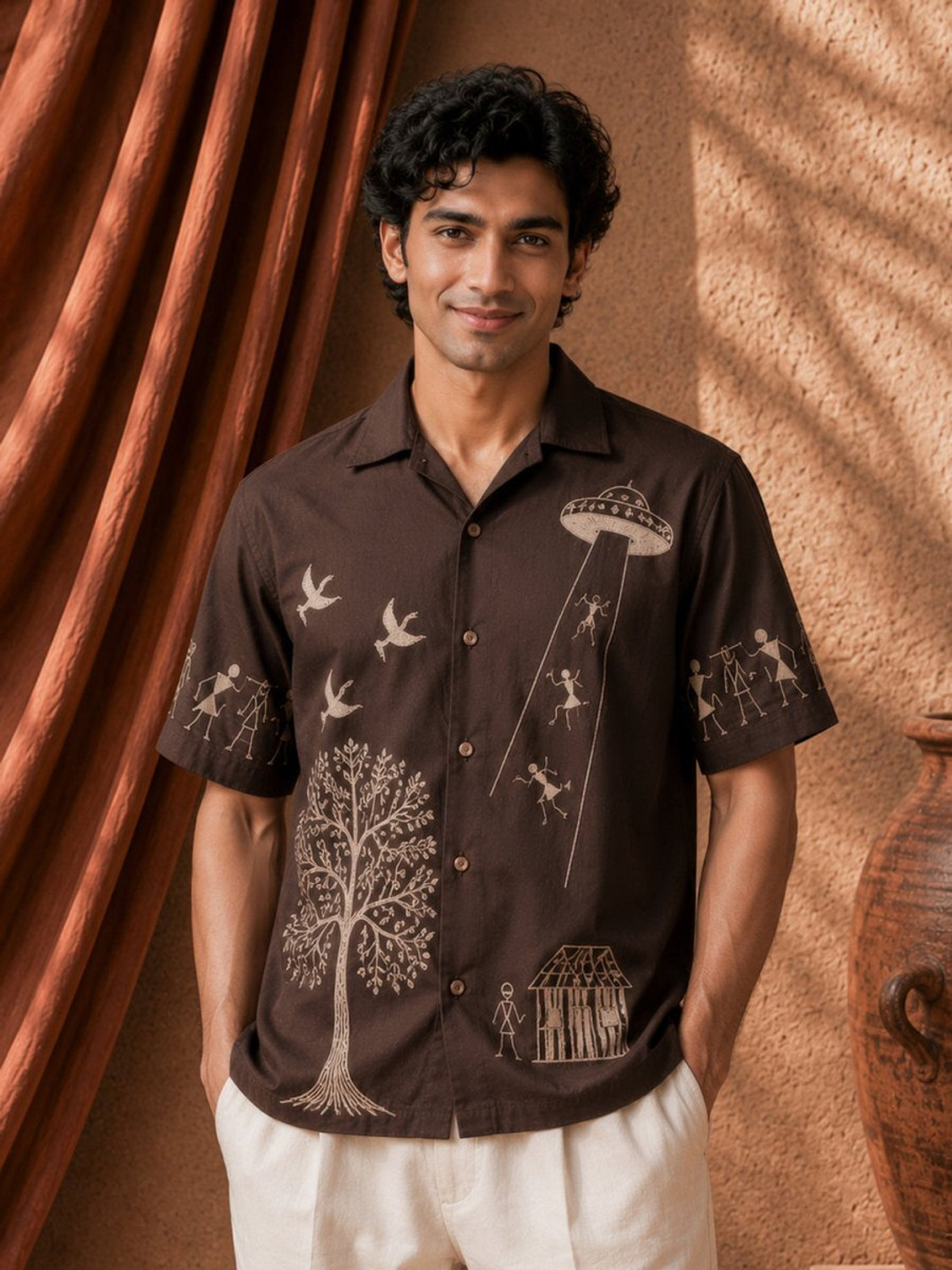 MyDesignation Men Relaxed Fit Printed Spread Collar Casual Shirt - Image 1