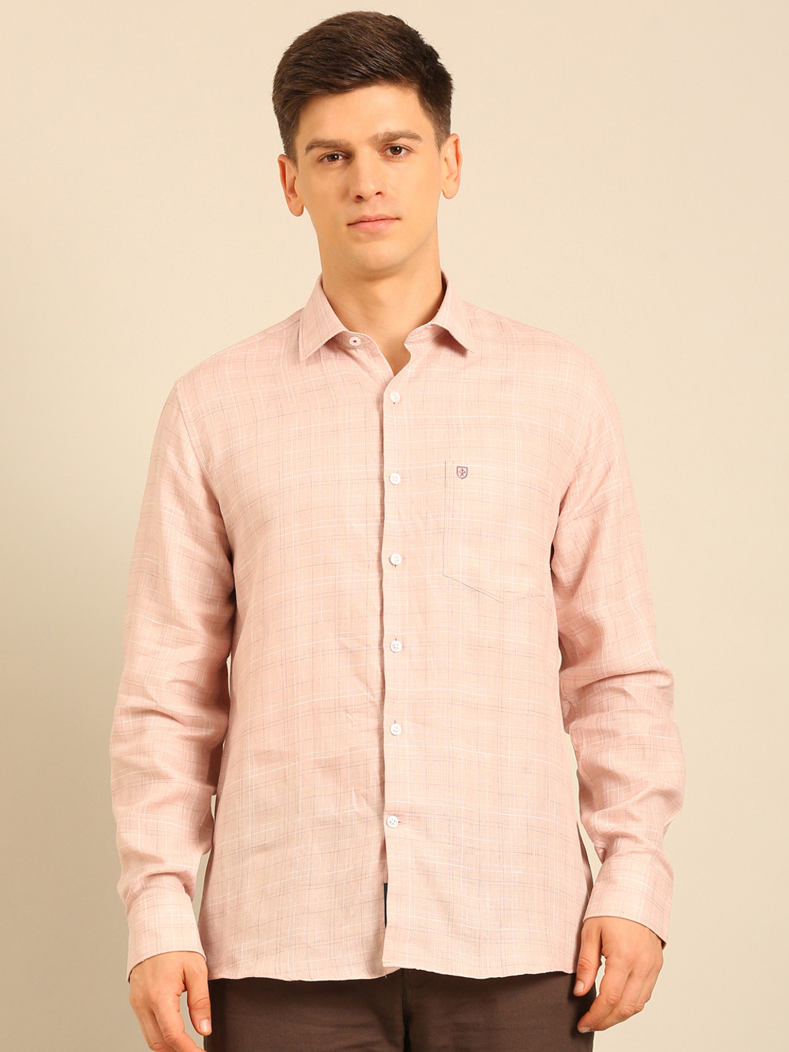 Image of PERCH Men Slim Fit Solid Button Down Collar Casual Shirt