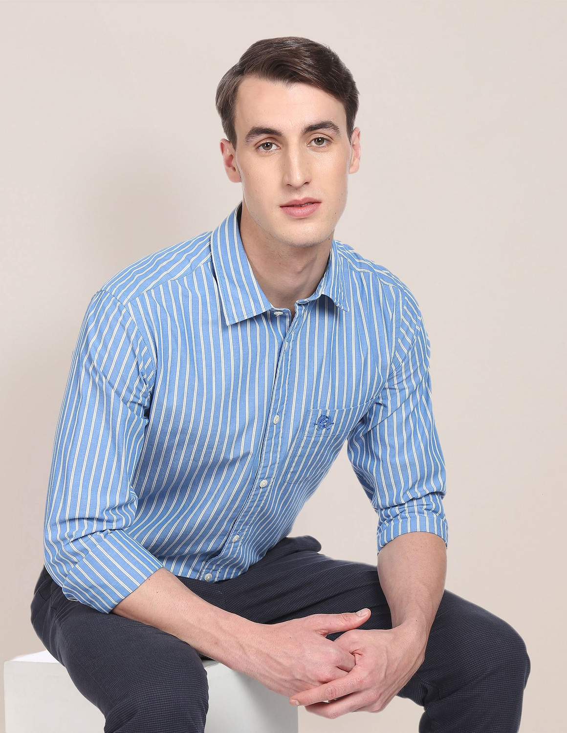 Image of U.S. POLO ASSN. Men Regular Fit Striped Casual Shirt