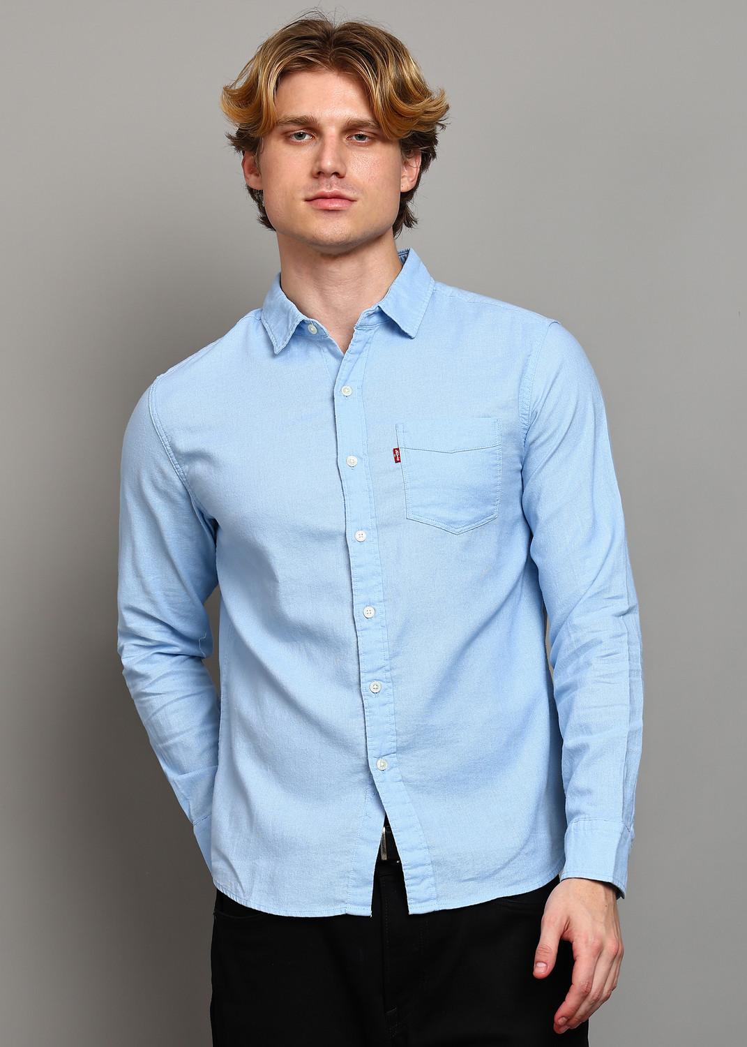 LEVI'S Men Solid Casual Blue Shirt