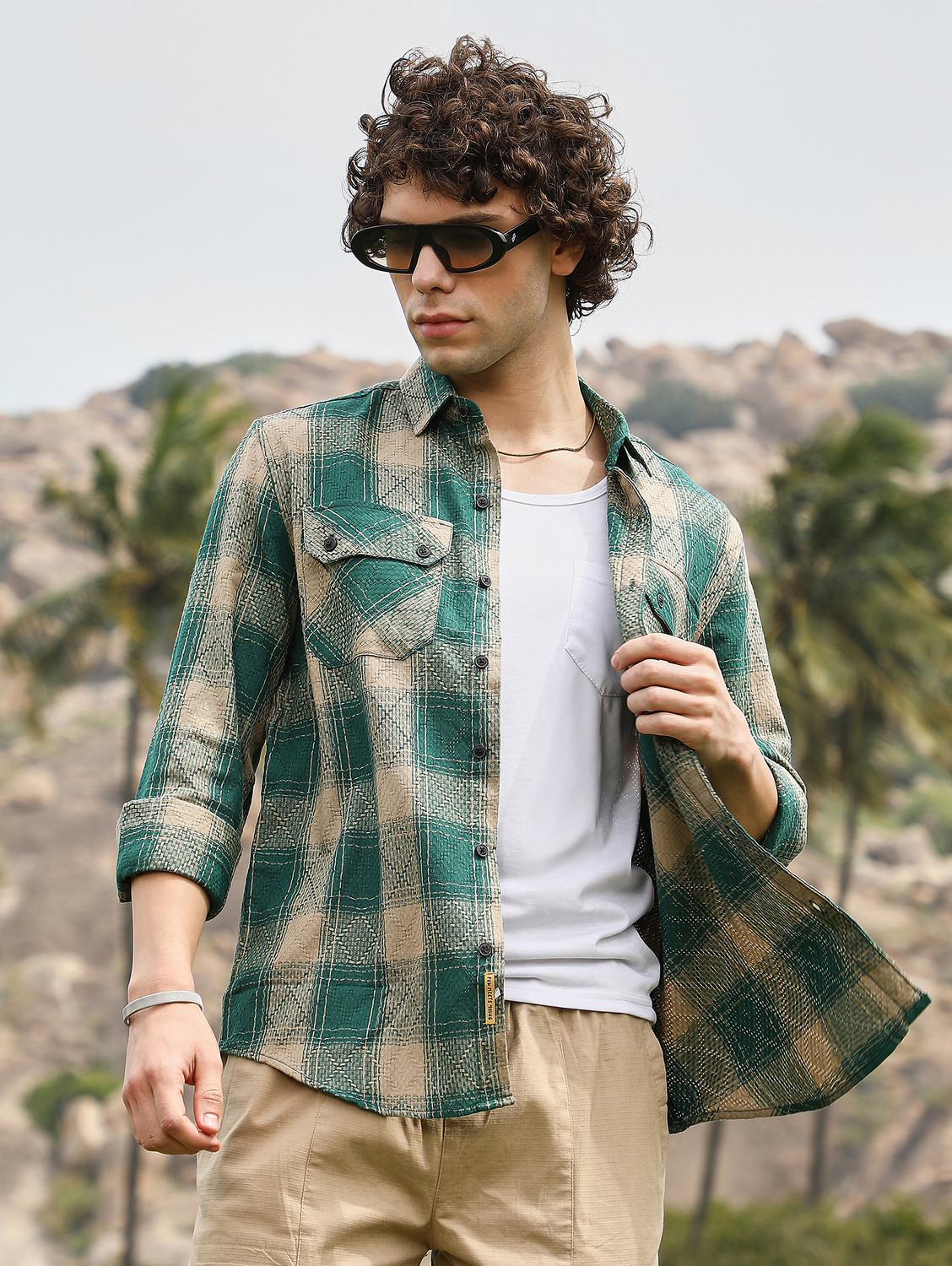 Image of UNSTD Men Regular Fit Cotton Checked Shirt | Full Sleeves Men Relaxed Fit Fit Striped Spread Collar Casual Shirt