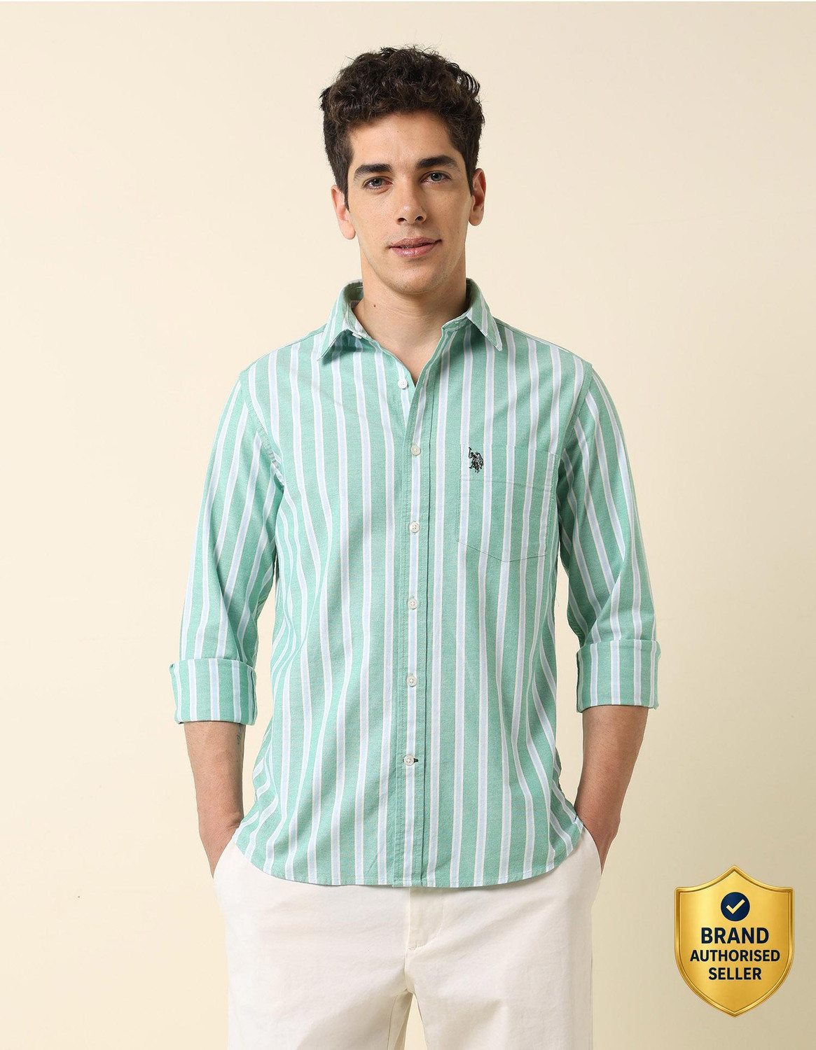Image of U.S. POLO ASSN. Men Regular Fit Striped Casual Shirt