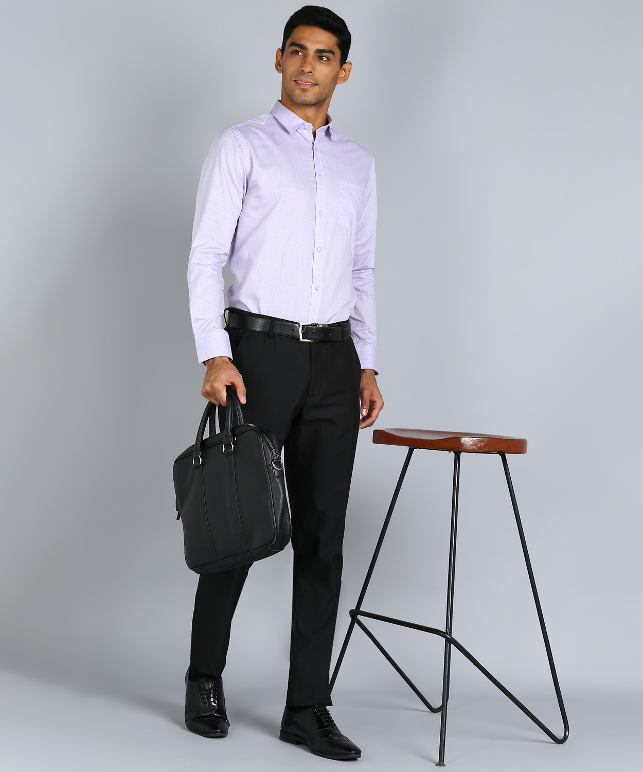 Image of SAM & JACK Men Regular Fit Self Design Spread Collar Formal Shirt
