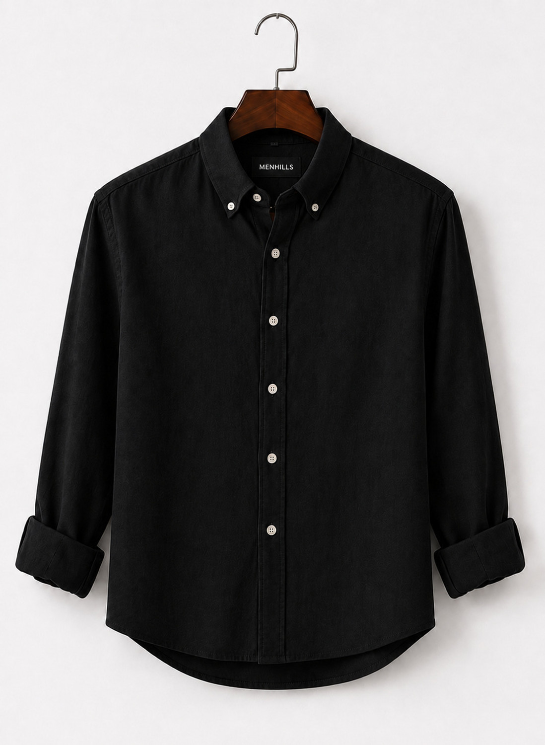 Image of LIBAAS CORNER Men Regular Fit Solid Spread Collar Casual Shirt