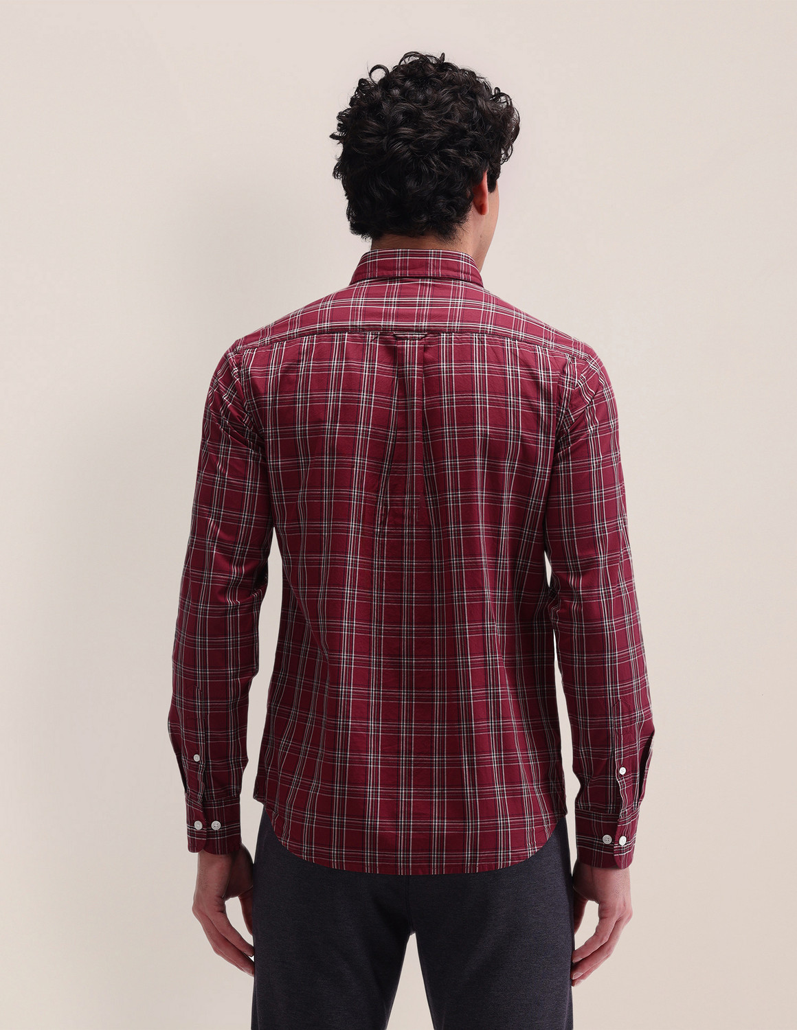 Image of U.S. POLO ASSN. Men Regular Fit Checkered Spread Collar Casual Shirt