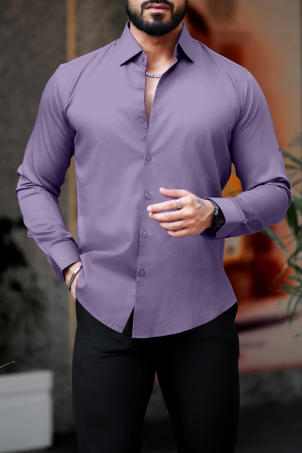 Janmangal Creation Men's Regular Fit Solid Spread Collar Casual Shirt - Image 1
