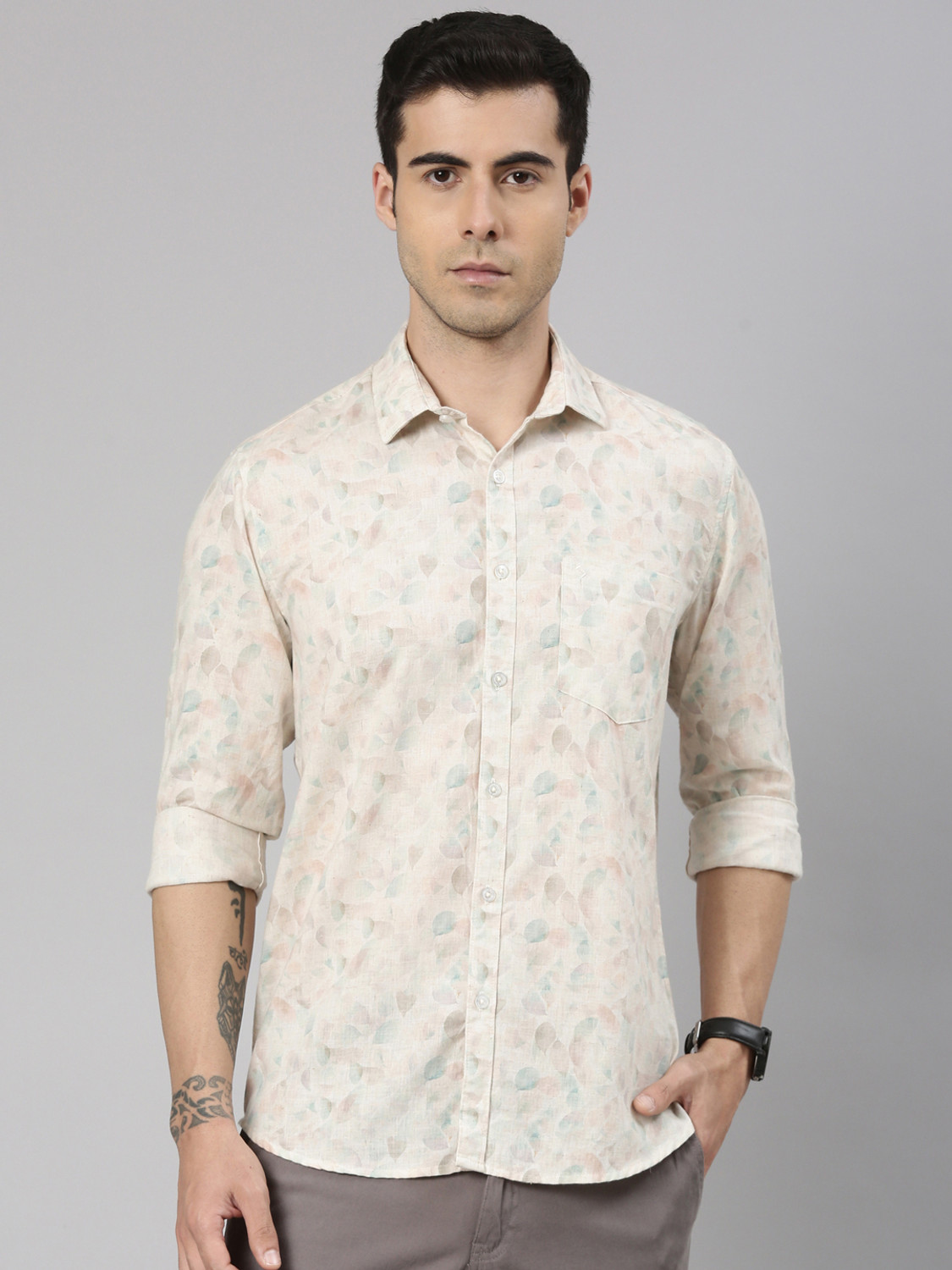 Image of U.S. POLO ASSN. Men Regular Fit Solid Cut Away Collar Casual Shirt