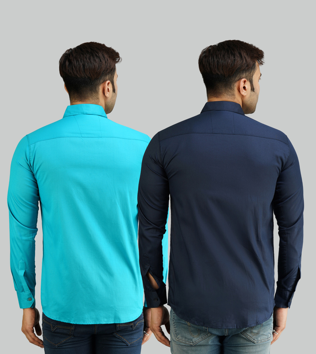 Image of youth first Men Regular Fit Solid Spread Collar Casual Shirt (Pack of 2)