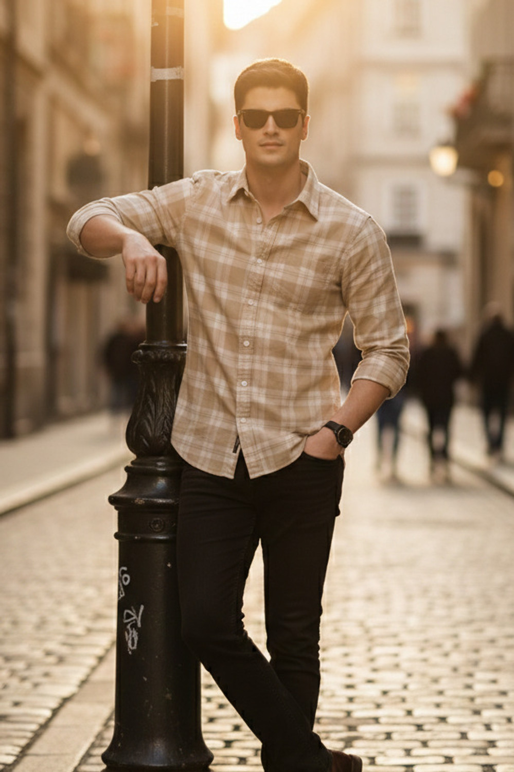 Image of Roadster Men Slim Fit Checkered Spread Collar Casual Shirt