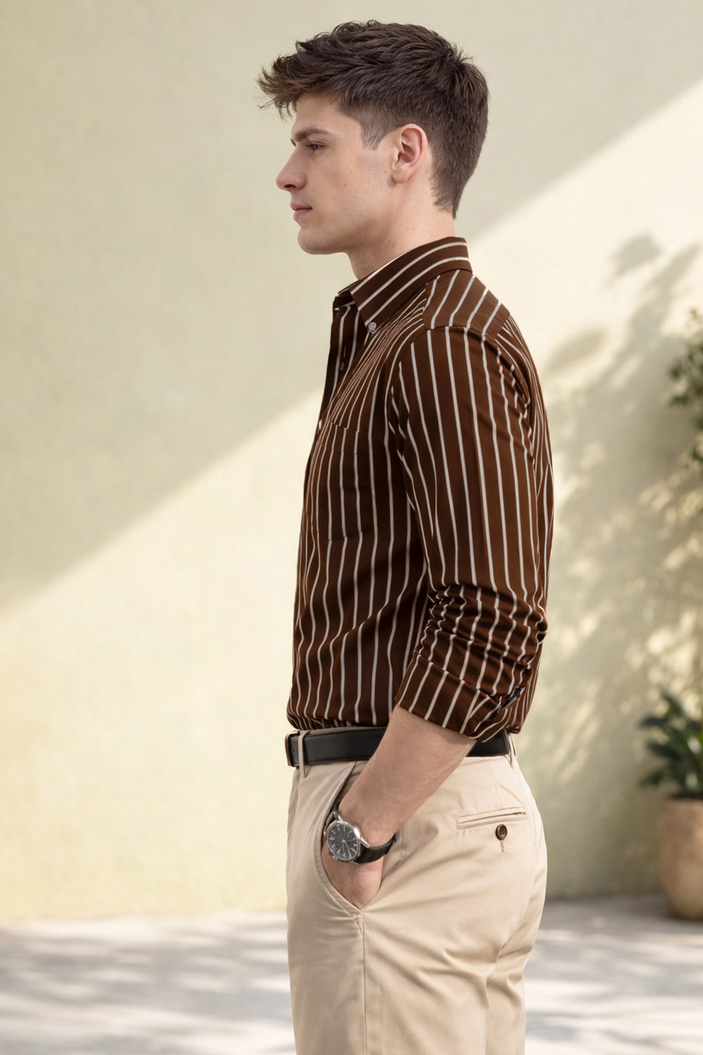 Image of FUBAR Men Slim Fit Striped Casual Shirt