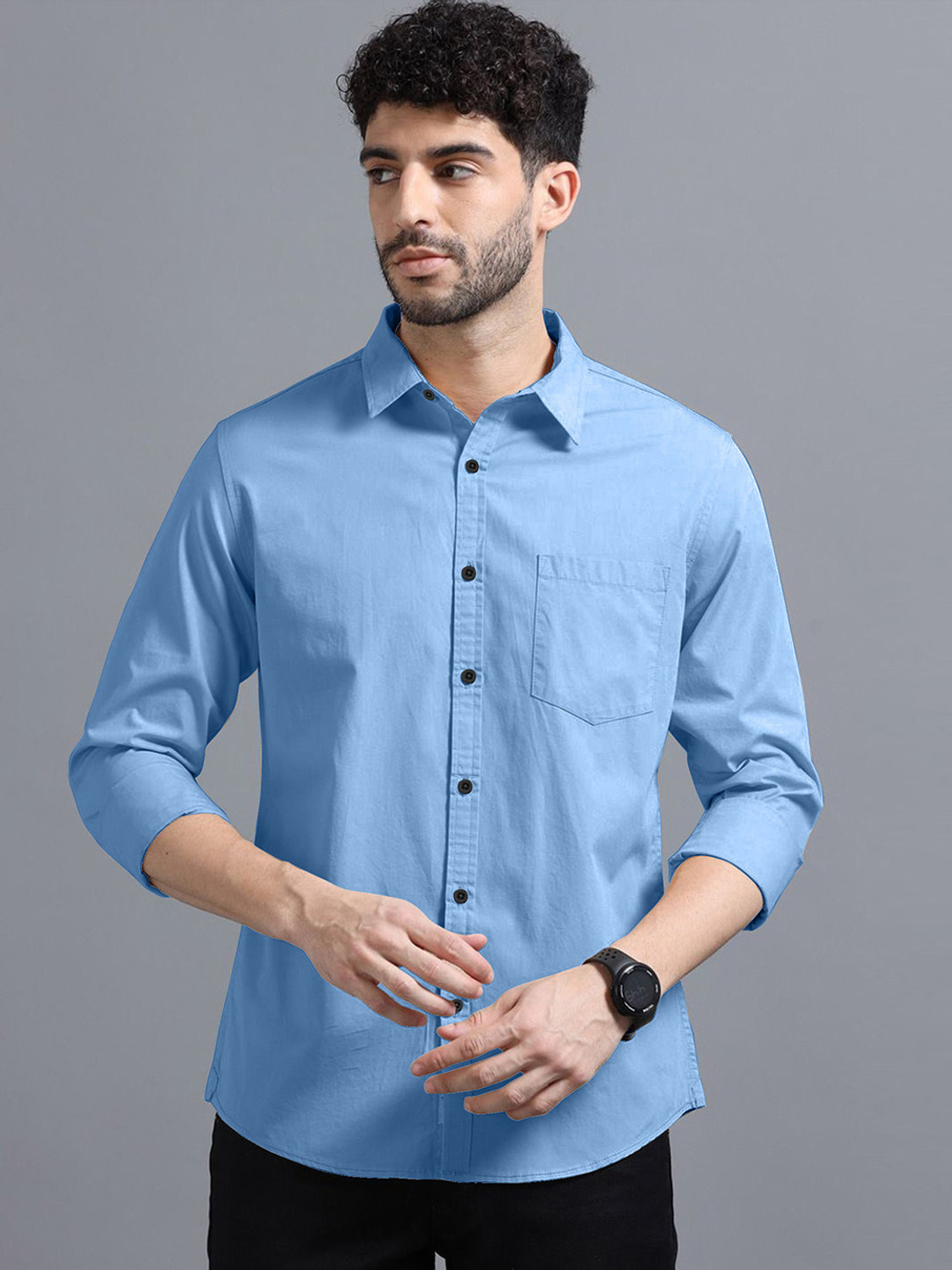 Image of METRONAUT Men Regular Fit Solid Spread Collar Casual Shirt